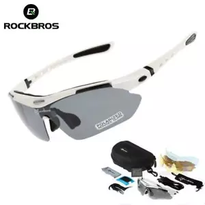 ROCKBROS Polarized Cycling Sunglasses Bike Goggles Riding Hiking Glasses White - Picture 1 of 8