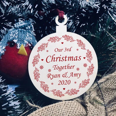 RED OCEAN Our 3rd Christmas Together PERSONALISED Tree Decoration Couple Gift Keepsake