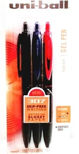 Gelstifte, mittlere Spitze, 0,7 mm, schwarzer Schaft/verschiedene Tinte, Uni-Ball 307 3er-Packung - Bild 1 von 2