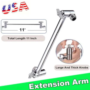11" inch Long Solid Brass Adjustable Shower Head Extension Arm With Lock Joints - Picture 1 of 12
