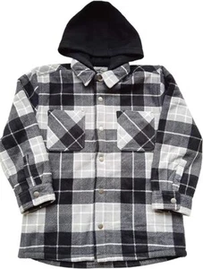 Freedom Foundry Youth Boy's Plush Flannel Shirt With Hood Black (Plaid) - Picture 1 of 2