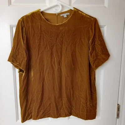 COS Women's Brown Velvet Silk Rayon Top Casual Career Everyday Summer 10 - Image 1 of 4