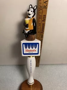HAMMS THEO THE BEAR WITH A BEER ON A STUMP draft beer tap handle. WISCONSIN - Picture 1 of 21
