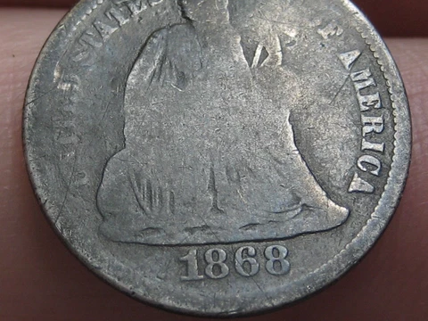 1868 S Seated Liberty Silver Dime- San Francisco, Good/VG Details Cover