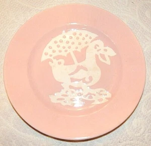 Vintage 1940 Harker Pottery Cameoware Childs Plate Pink Duck 7.25 inches - Picture 1 of 6