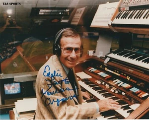 EDDIE LAYTON SIGNED 8X10 PHOTO NEW YORK YANKEES ORGANIST RANGERS KNICKS ISLANDER - Picture 1 of 2