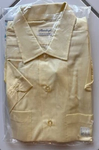 NIP 50s 60's Vintage Pennleigh Collared Short Sleeve Shirt Yellow W T Grant 15.5 - Picture 1 of 6