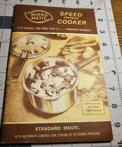Mirro Matic Speed Presure Cooker Modelo Estándar manual y libro de recetas - Imagen 1 de 7