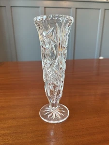 Vintage Kristall Trompete 8 1/2" Knospenvase mit Fuß Pusteblume Vase Sägezahnrand - Bild 1 von 6
