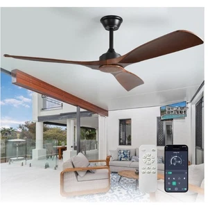 Depuley Ceiling Fan Without Light: 52" 3 Blade Outdoor Fans for Patios - Walnut - Picture 1 of 9