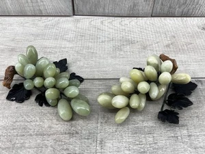 2 MCM Clusters of Jade Grapes with Stone Leaves Excellent Condition - Picture 1 of 7