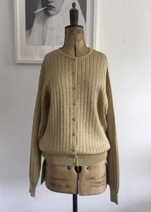 Vintage Gold Lurex Cardigan / Ribbed Detail / Sparkle / Long Sleeve / Waist Band - Picture 1 of 9