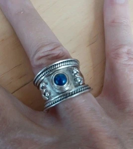 925 Solid Silver Ring With Lapis Lazuli Stone size L - Picture 1 of 7