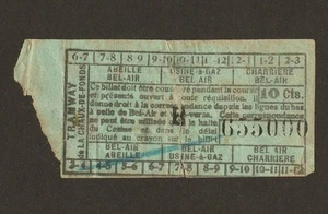 VINTAGE TRAMWAY de la CHAUX-DE-FONDS SWITZERLAND SWISS 10Cts TRAM RAILWAY TICKET - Foto 1 di 1