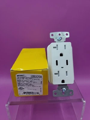 Bryant USB-C Outlet Charger Receptacle 15A 125V Duplex Power 55W USBB20CPDW - Image 1 of 4