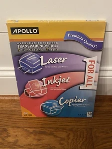 Apollo VUF1000 8.5" x 11" Color Laser/Inkjet Transparency Film (50/BX) New - Picture 1 of 2