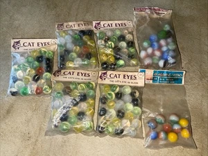 Vintage glass marbles Gladding Cat Eyes King Gladding Vitro Bags original USA - Picture 1 of 9