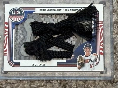 2024 USA Baseball Stars & Stripes ETHAN SCHIEFELBEIN Shoe Laces 1/2 #JM-SCH - Image 1 of 3