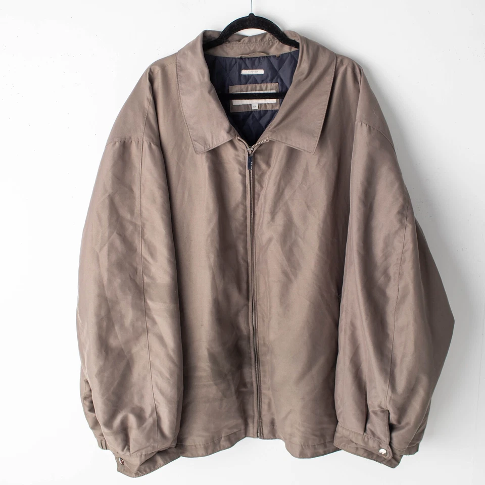 Abrigo chaqueta Perry Ellis Portfolio microfibra 6x marrón con cremallera para hombre Foto 1 de 4