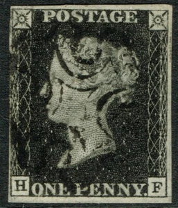 1840 1d Black Plate 8 HF 4m Light Black MX Very Fine Used Cat. £525.00 - Picture 1 of 1