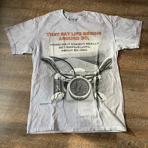 Y2K Vintage Mountain Motorcycle T-Shirt SZ L Rare Dyed Vintage Tee - Picture 1 of 9