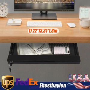 Slide Out Under Desk Keyboard Tray Pull Out Keyboard Drawer Shelf Vented Design - Picture 1 of 21