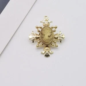 Broche Retro Barroco Victoriano Oro y Marfil Camafeo Estilo Bridgerton NUEVO - Imagen 1 de 4