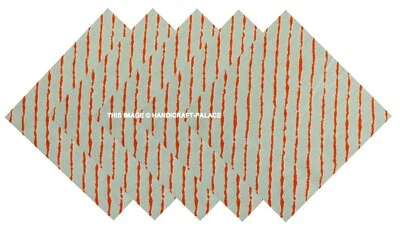 Set 48 Pc's Jaipuri Striped Print Fabric Dining Table Soft Cotton Napkins Green Foto 1 de 3