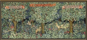Tapiz clásico Verdure William Morris colgante de pared madera bosque animales 96"x46" - Imagen 1 de 9
