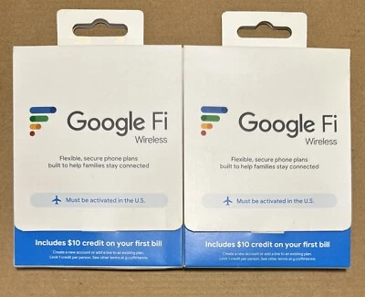 Google Fi Wireless SIM Card Kit Phone Plan GSM 1 Sealed 1 Open Box - Image 1 of 2