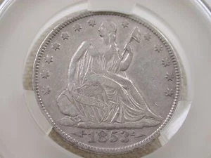 1853 CAC 50C VF Details Cleaned Arrows and Rays - Picture 1 of 5