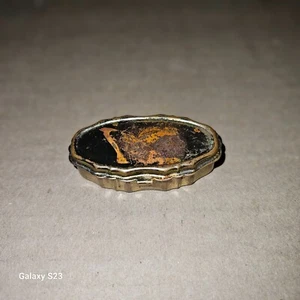 ANTIQUE pill box MEENA WORK BRASS TRINKET JEWELRY BOX - Picture 1 of 4
