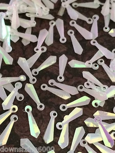Sequins Cream Ivory White AB Rainbow Iridescent 10mm Icicle Snowflake x 100 - Picture 1 of 1