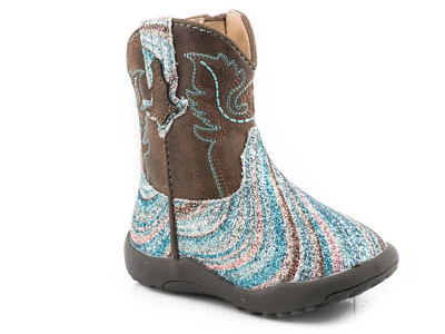 Roper Infants Girls Turquoise Faux Leather Cowbabies Cowboy Boots - Image 1 of 2