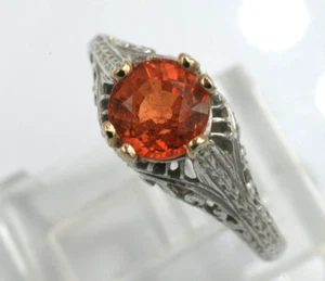 Seltener Spessartit Granat Ring 18K Weißgold filigrane Fassung Einzelhandel 1.875,00 $ - Bild 1 von 6