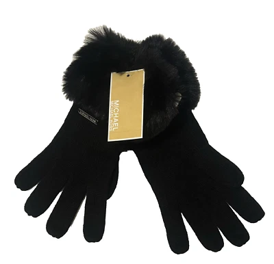 NUEVO CON ETIQUETAS GUANTES DE PIEL SINTÉTICA DE PUNTO NEGRO MICHAEL KORS PARA MUJER TALLA ÚNICA PRECIO DE VENTA SUGERIDO POR EL FABRICANTE $78.00 Foto 1 de 4