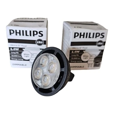 2 Philips 35 Degree Flood 12V LED DIMMABLE 6.4W 3000K Lamp White Light - Image 1 of 4