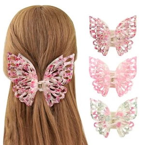 3Pcs Butterfly Hair Clips Claw for Women Thick Hair Matte Hair Clips Medium Cute - Picture 1 of 20