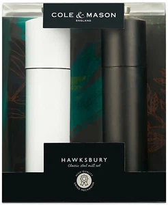 COLE & MASON Black/White Hawksbury Salt and Pepper Classic Mill Set - Picture 1 of 4
