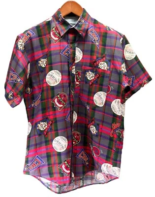 Chaps Ralph Lauren Vintage Plaid Baseball Print Button Up Sport Shirt Mens M Foto 1 de 4