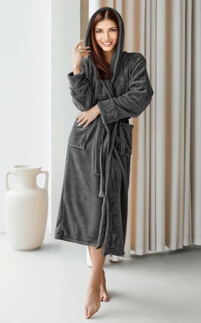 AKAFMK Womens Robes Clearance Sale,Robes for Women Bathrobe Fuzzy,Womens  Solid Bandage Robe Bathrobe Gown Pajamas Long Sleepwear Pocket Waistband  and Belts Gray - Walmart.com