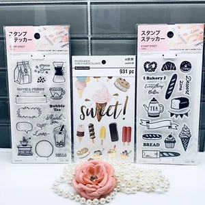 Coffee / Bubble tea / Bakery planner clear stamps 2 sets + stickers 931 pcs - Picture 1 of 11