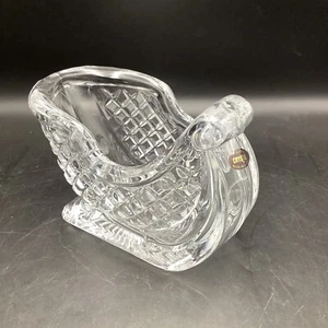 Vintage Weihnachten Bleikristall Klarglas Weihnachtsmann Schlitten Bonboniere schwer - Bild 1 von 6