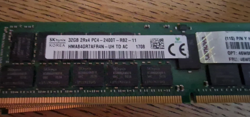 SK hynix 32GB DDR4 2Rx4 PC4-2400T Server Memory ECC REG RAM LOT - Image 1 of 1