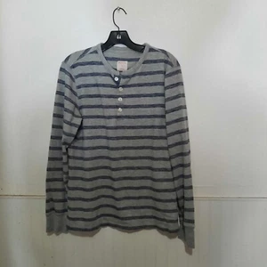Mens Merona Size M Button Collar Long Sleeve Shirt Two Tone Grey Pullover  - Picture 1 of 15