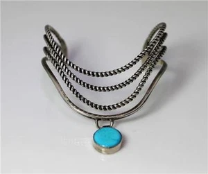 "Hermoso brazalete colgante turquesa EJ nativo americano esterlina 7"" - 8439" - Imagen 1 de 6