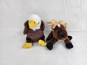Ganz Webkinz Eagle HM214 & Reindeer HM137 Plush Stuffed Animal Toy 8” No Code - Picture 1 of 8