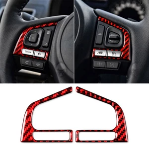 Borde de botón interior de volante interior de fibra de carbono rojo para Subaru Forester 2013-18 - Imagen 1 de 12