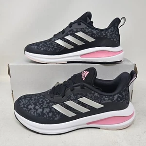 Youth Adidas FortaRun K Comfy Athletic Shoe / Black White Pink / HR0224 / Size 5 - Picture 1 of 6