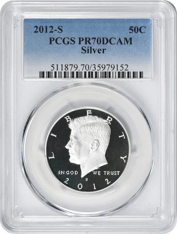 2012-S Silver Kennedy Half PR70DCAM PCGS Proof 70 Deep Cameo 70 Cover
